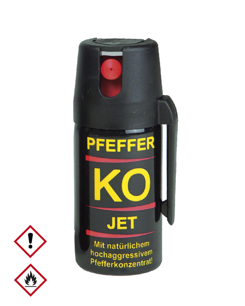 Aérosol de défense au poivre Mil-Tec 40 ml jet direct avec pince de ceinture 11 % OC