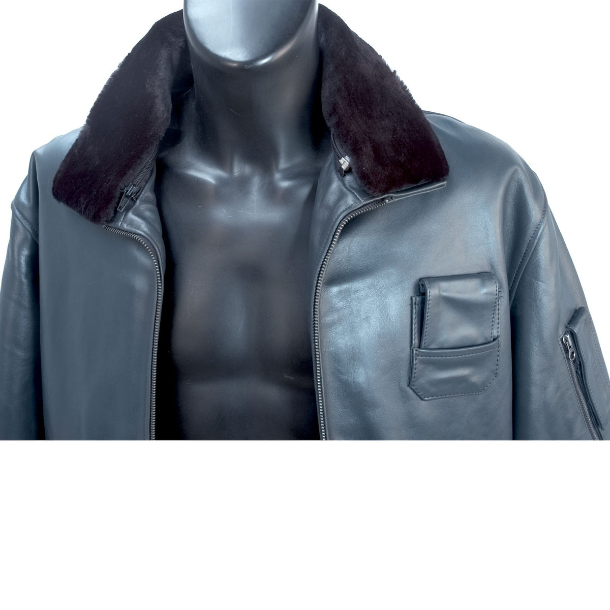 Blouson pilote cuir de vachette pleine fleur doublure et col amovibles