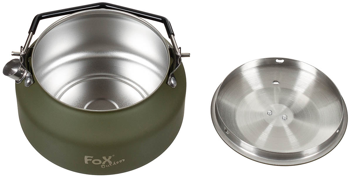 Bouilloire Fox Outdoor en acier inoxydable 1 L avec anse silicone et filet de rangement