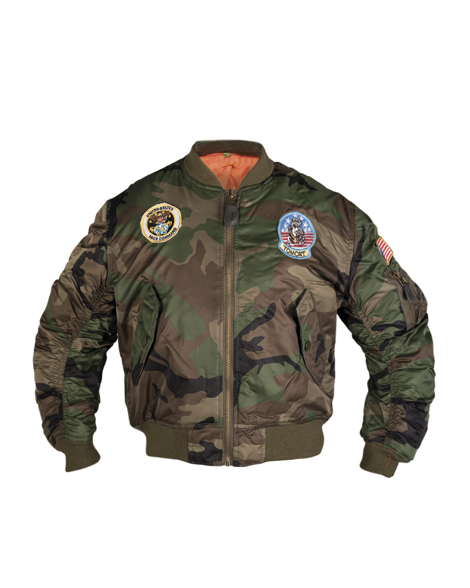 Blouson aviateur type MA1 Mil-Tec pour enfant garnissage polyester 160 g/m² avec écussons