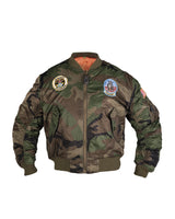 Blouson aviateur type MA1 Mil-Tec pour enfant garnissage polyester 160 g/m² avec écussons
