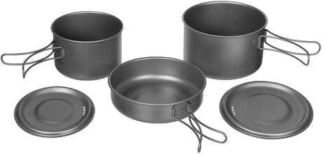 Popote en titane Fox Outdoor 5 pièces 2 marmites 1 poêle et 2 couvercles 360 g