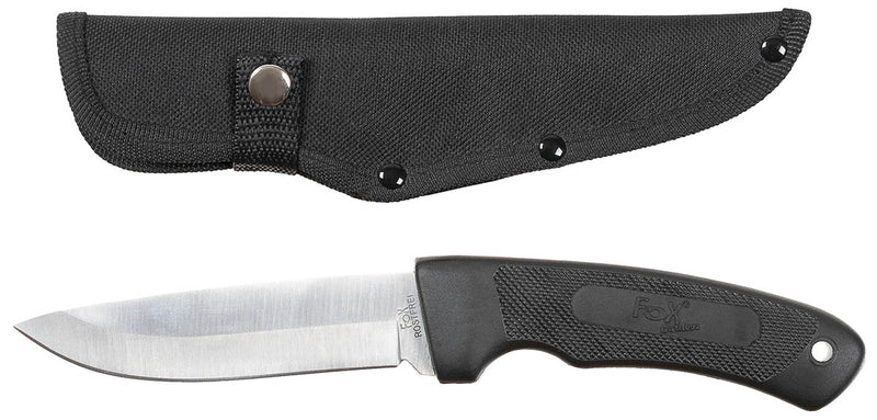 Couteau à lame fixe Fox Outdoor Hunter lame 11,6 cm manche caoutchouc étui nylon