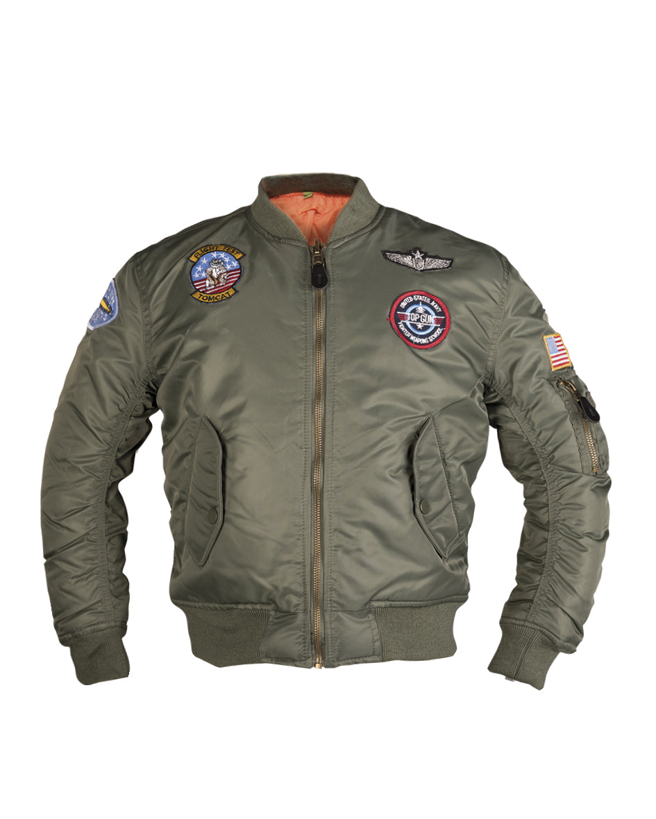 Blouson aviateur type MA1 Mil-Tec pour enfant garnissage polyester 160 g/m² avec écussons