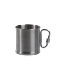 Quart Mil-Tec en acier inoxydable 250 ml avec anse mousqueton diamètre 7,6 cm 90 g