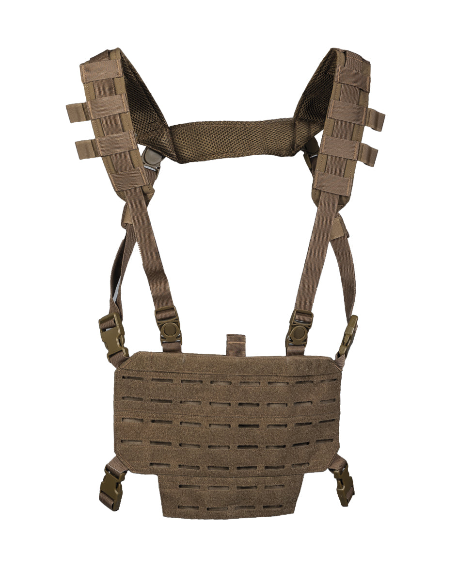 Gilet chest rig Mil-Tec allégé en polyester à platine auto-agrippante découpée au laser