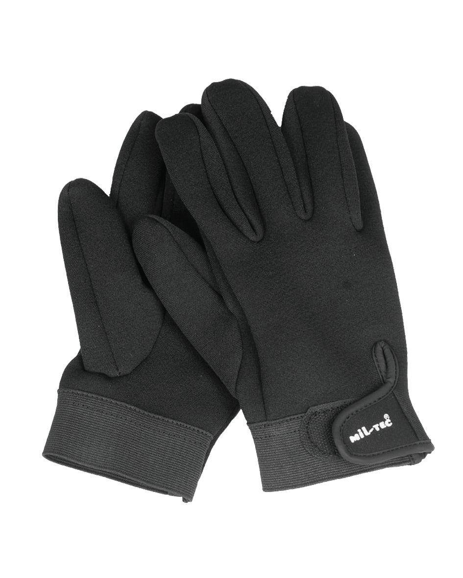 Gants néoprène Mil-Tec de 3 mm avec serrage auto-agrippant au poignet et manchette courte