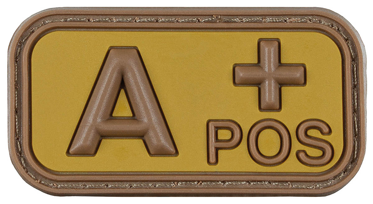 Patch groupe sanguin MFH 3D en caoutchouc 5 x 2,5 cm à dos auto-agrippant