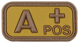 Patch groupe sanguin MFH 3D en caoutchouc 5 x 2,5 cm à dos auto-agrippant