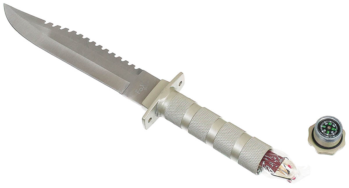 Couteau de survie Fox Outdoor manche creux boussole et kit lame 17,5 cm