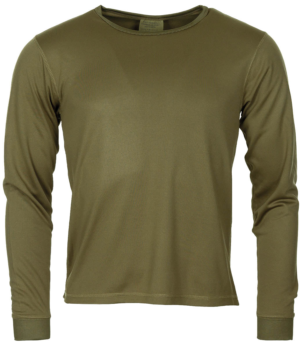 Maillot de corps thermique britannique à manches longues tout polyester, surplus d'occasion, lot de 10