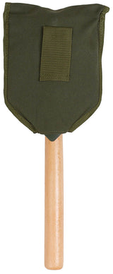 Pelle pliante Deluxe MFH manche bois 2 pièces 60 cm lame à dents avec étui