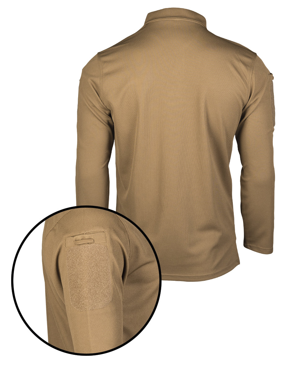 Polo tactique manches longues Mil-Tec en polyester à séchage rapide avec poches de bras