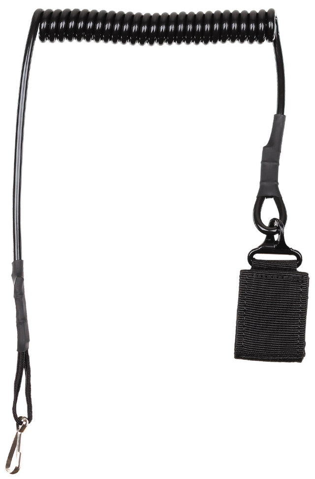 Dragonne de sécurité MFH pour arme de poing câble spiralé 60 à 130 cm avec mousqueton