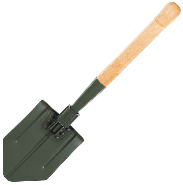 Pelle pliante type suisse MFH 2 pièces acier 2,3 mm manche bois 61 cm