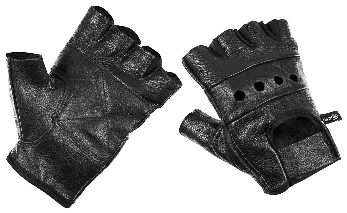 Gants en cuir MFH Deluxe sans doigts à renfort de paume et aérations aux jointures