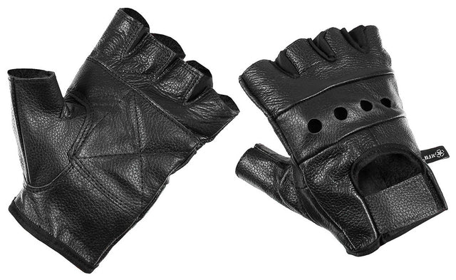 Gants en cuir MFH Deluxe sans doigts à renfort de paume et aérations aux jointures