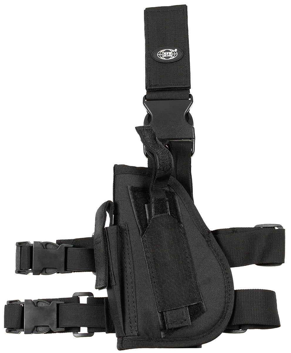 Holster de cuisse MFH pour gaucher à deux sangles avec porte-chargeur latéral