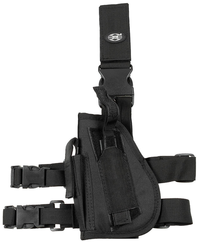 Holster de cuisse MFH pour gaucher à deux sangles avec porte-chargeur latéral