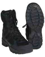 Chaussures d'intervention Mil-Tec Patrol cuir et polyester glissière intérieure 9 œillets