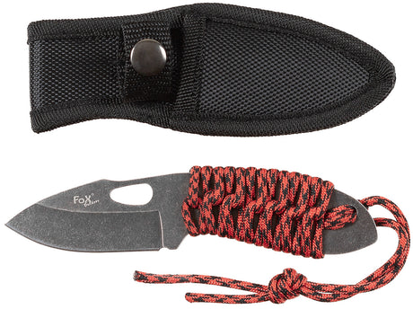 Couteau à lame fixe Redrope Fox Outdoor lame 7,5 cm manche tressé et fourreau