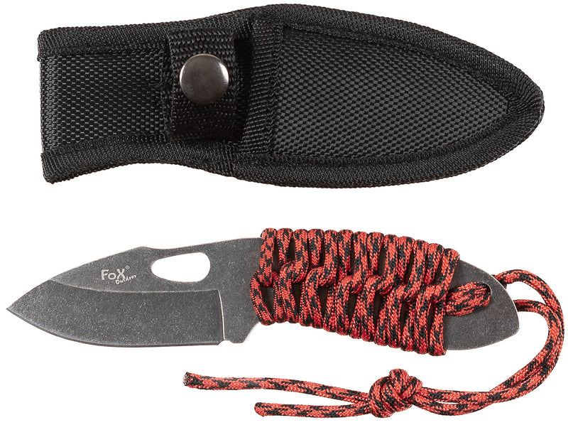 Couteau à lame fixe Redrope Fox Outdoor lame 7,5 cm manche tressé et fourreau