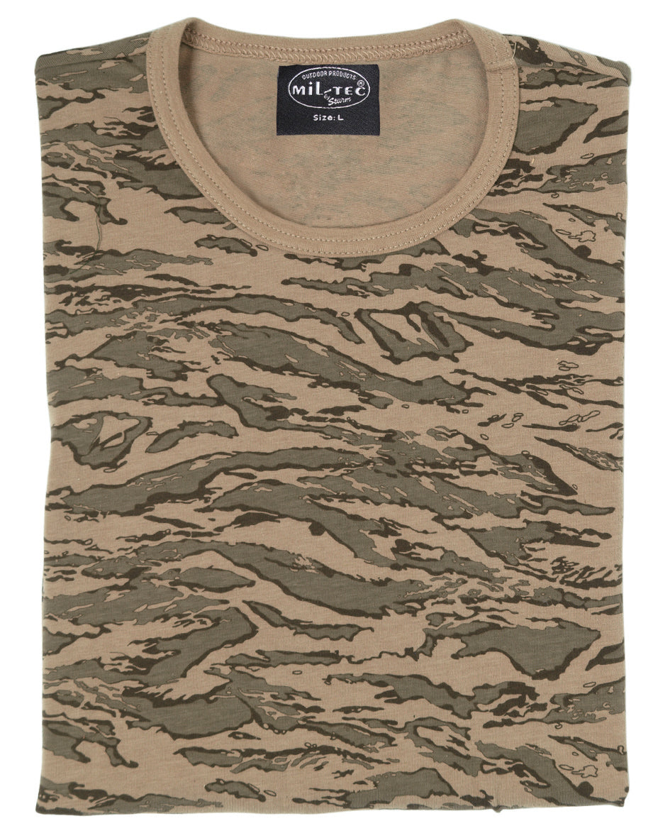 T-shirt Mil-Tec en coton 95 % et élasthanne 5 %, maille imprimée de 150 g/m²