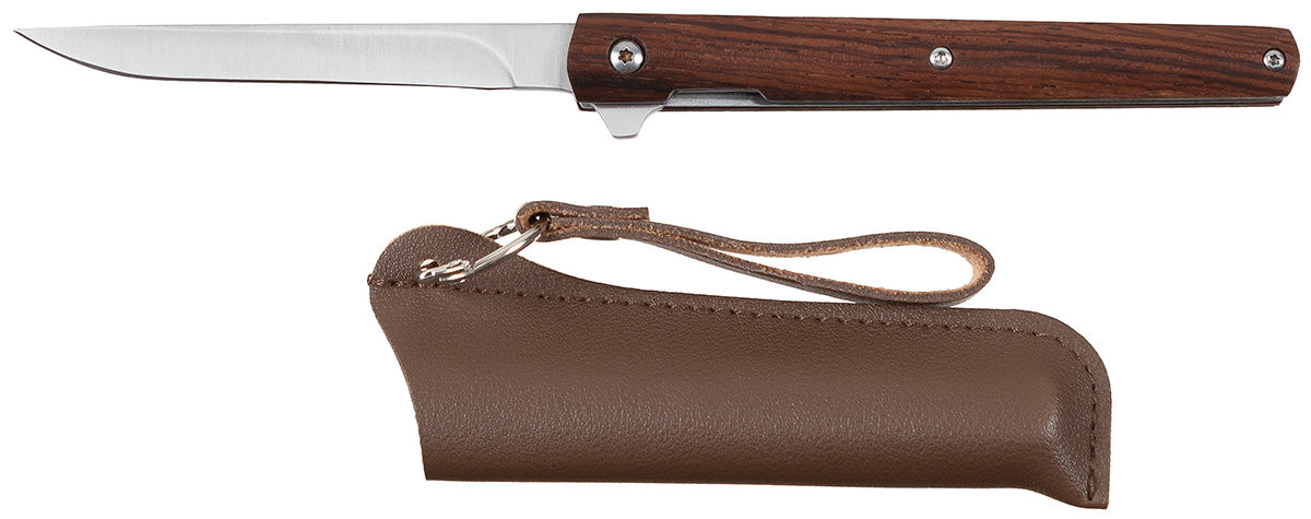 Couteau pliant Fox Outdoor Slim lame 9,2 cm manche bois avec étui à passant