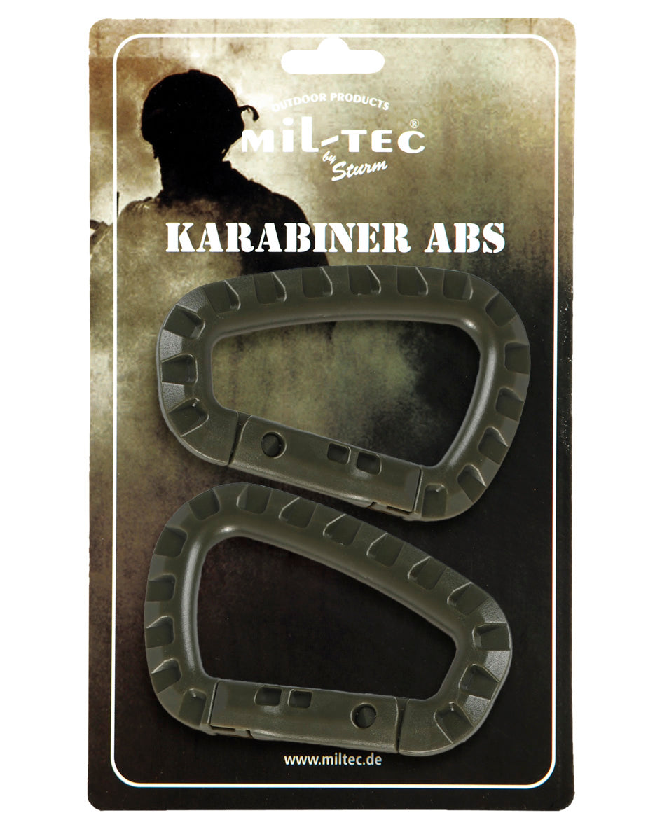 Paire de mousquetons d'accessoire Mil-Tec en ABS 8,3 cm pour sangle et ceinturon