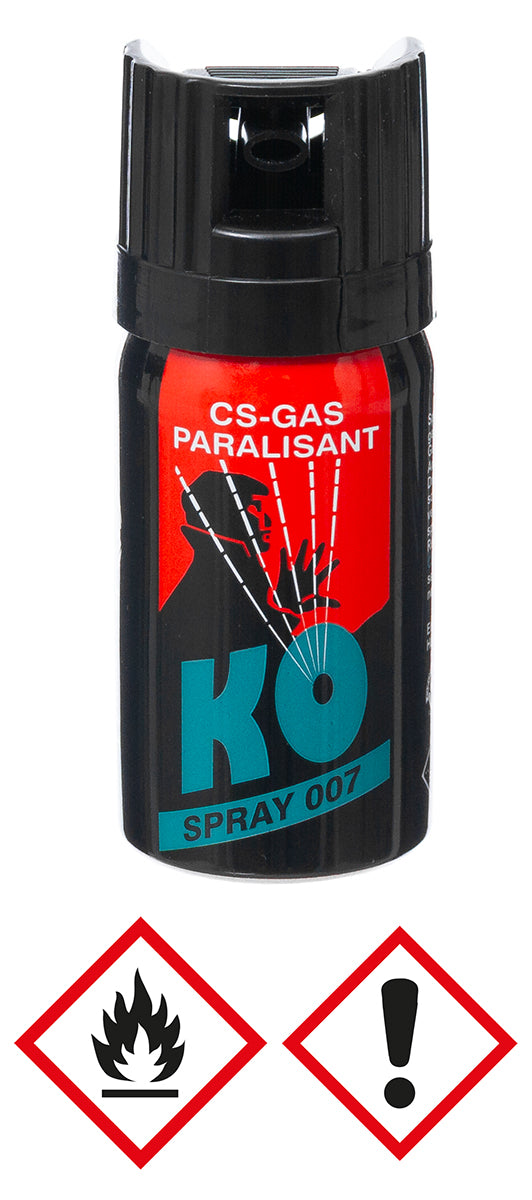 Aérosol lacrymogène MFH 40 ml au CS 80 mg jet large portée 3 m capuchon sûr