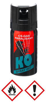 Aérosol lacrymogène MFH 40 ml au CS 80 mg jet large portée 3 m capuchon sûr