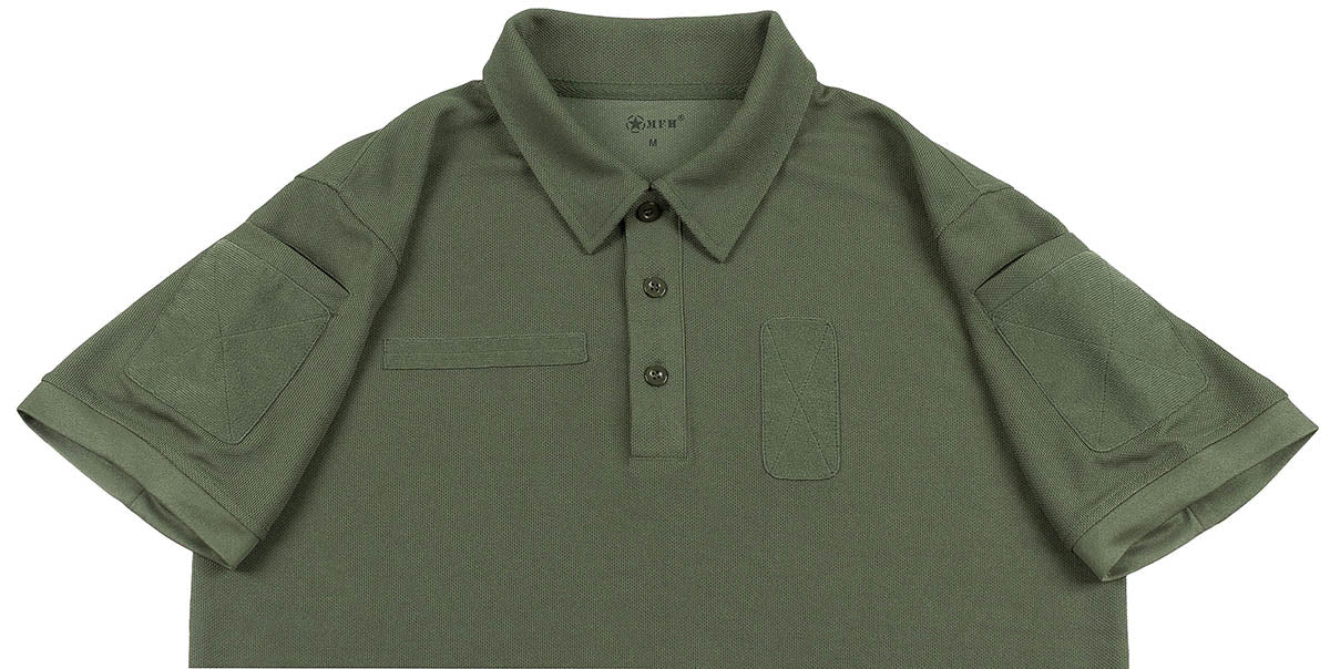 Polo Tactical MFH en polyester à fibres Coolmax avec deux poches de bras