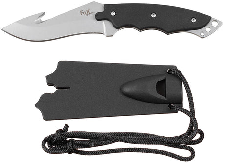 Couteau à lame courbe Fox Outdoor coupe-sangle 8,3 cm gaine à sifflet intégré