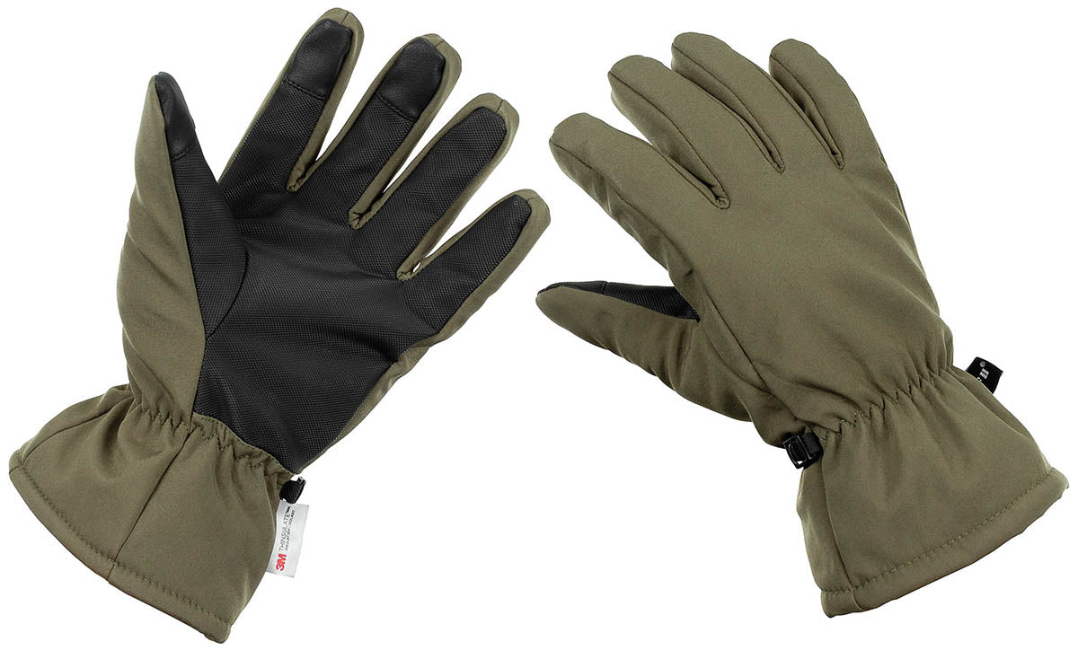 Gants softshell MFH doublés 3M Thinsulate coupe-vent et compatibles écran tactile