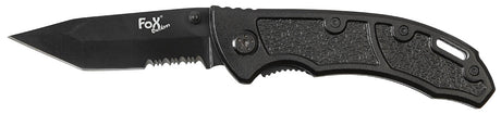 Couteau pliant Fox Outdoor lame tanto 8 cm partiellement dentée manche métal