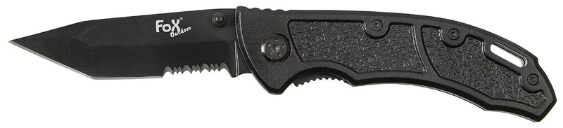 Couteau pliant Fox Outdoor lame tanto 8 cm partiellement dentée manche métal