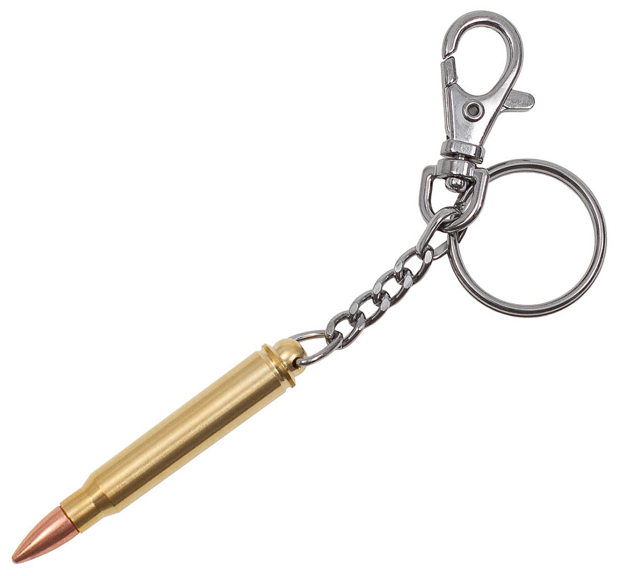 Porte-clés douille de cartouche MFH en métal avec mousqueton 13 cm au total