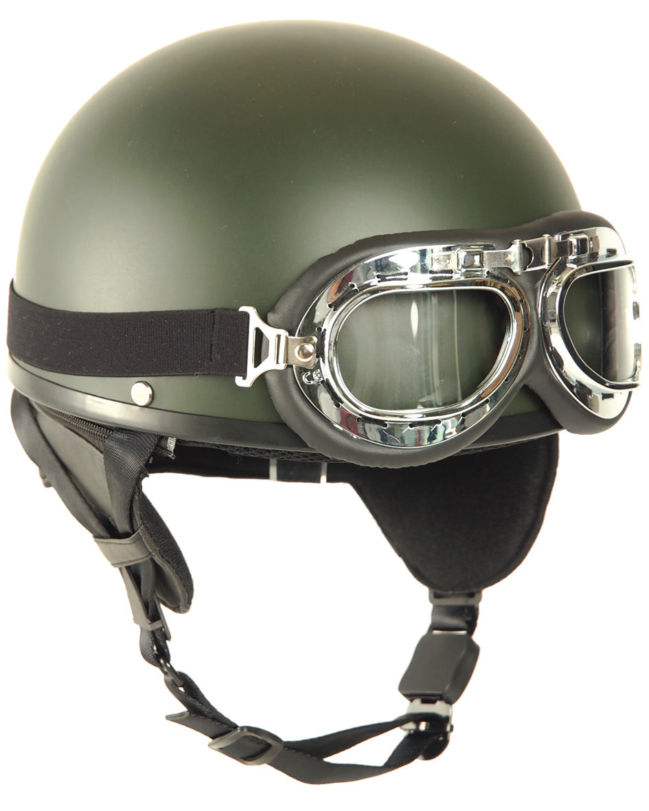 Casque d'entraînement demi-coque Mil-Tec coque ABS calotte EPS avec lunettes
