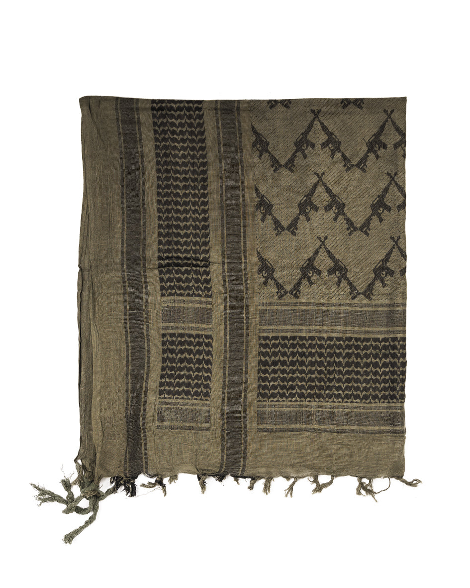 Chèche Shemagh Mil-Tec en coton 110 x 110 cm à motif imprimé de fusils