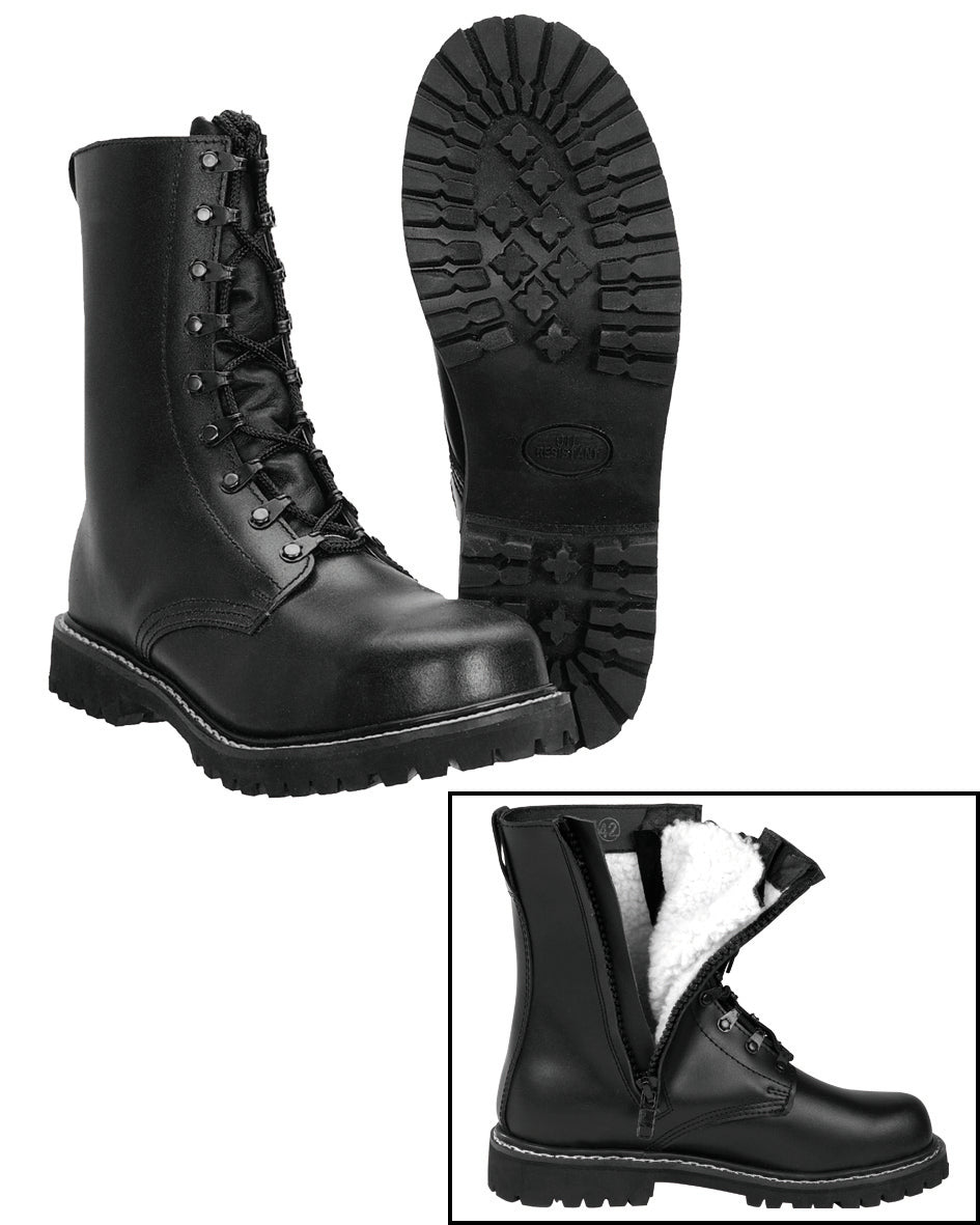 Chaussures d'aviateur Mil-Tec en cuir doublées fourrure synthétique 9 œillets à glissière
