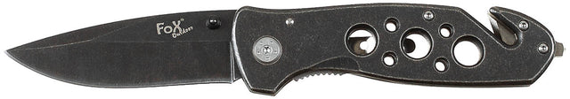 Couteau pliant Fox Outdoor lame stonewashed 8,5 cm manche métal avec brise-vitre