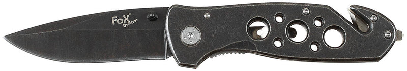 Couteau pliant Fox Outdoor lame stonewashed 8,5 cm manche métal avec brise-vitre