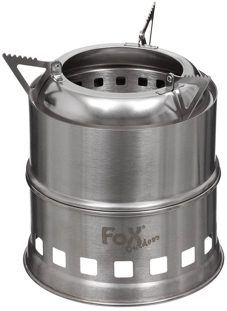 Réchaud Forest Fox Outdoor en acier inoxydable démontable pour combustible solide