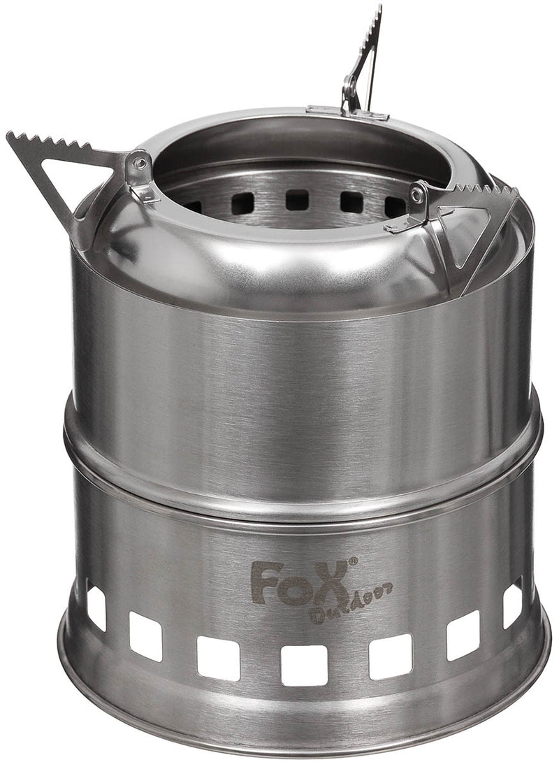 Réchaud Forest Fox Outdoor en acier inoxydable démontable pour combustible solide