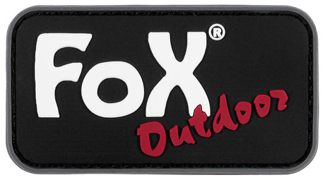 Morale patch logo de marque Fox Outdoor en caoutchouc 3D 7,5 x 4 cm auto-agrippant