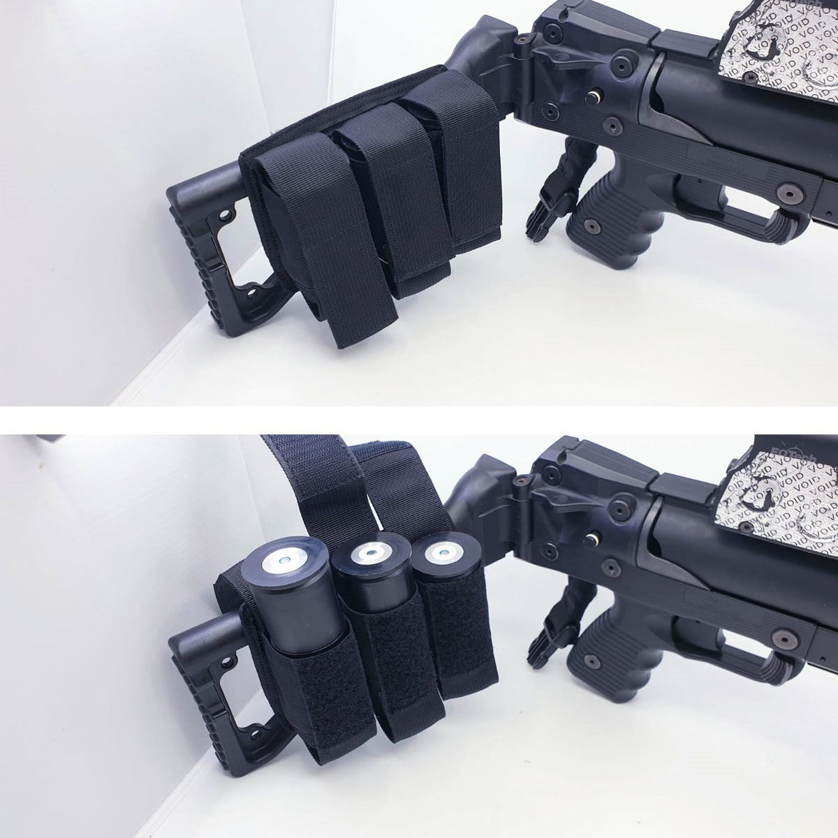 Porte-munitions LBD 40 nylon 1000D trois cartouches fixation crosse ou MOLLE