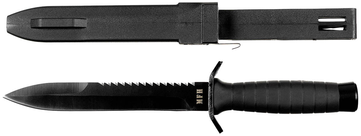 Couteau de combat Strike MFH lame 17 cm épaisseur 5 mm manche caoutchouc gainé