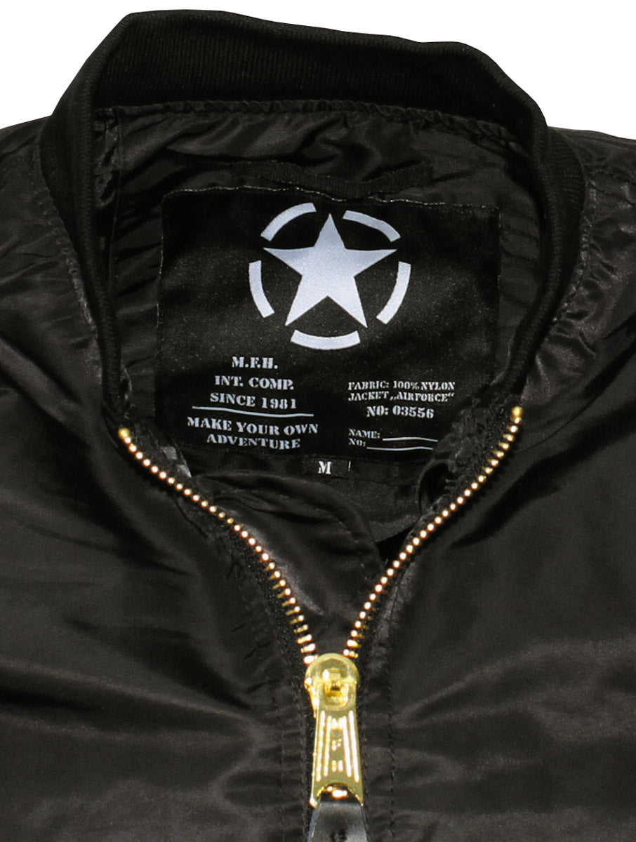 Blouson de vol MFH US MA1 non doublé en nylon avec bords-côtes doubles