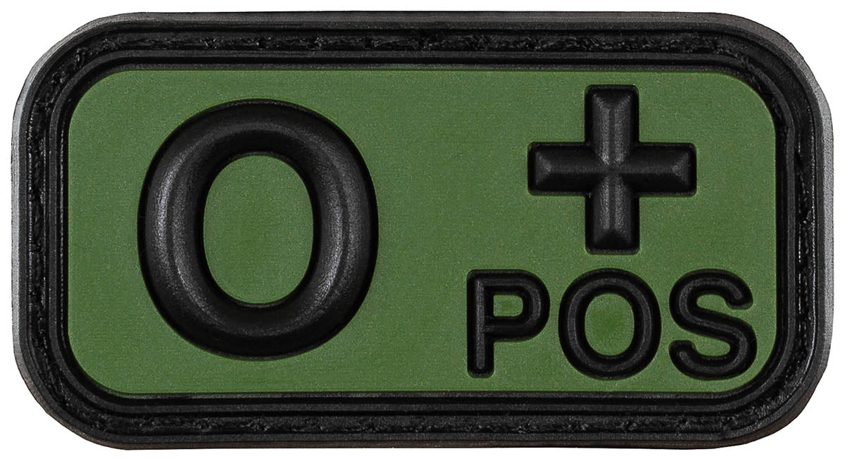 Patch groupe sanguin MFH 3D en caoutchouc 5 x 2,5 cm à dos auto-agrippant