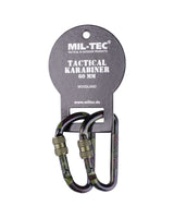 Paire de mousquetons tactiques Mil-Tec en alliage d'aluminium 60 mm pour sangle